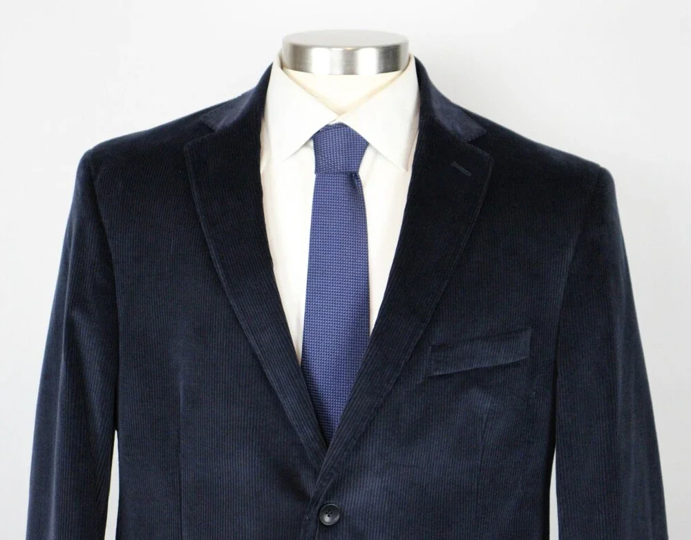 Mens Store Bloomingdales Sport Coat 46 R Navy Corduroy Blazer $498